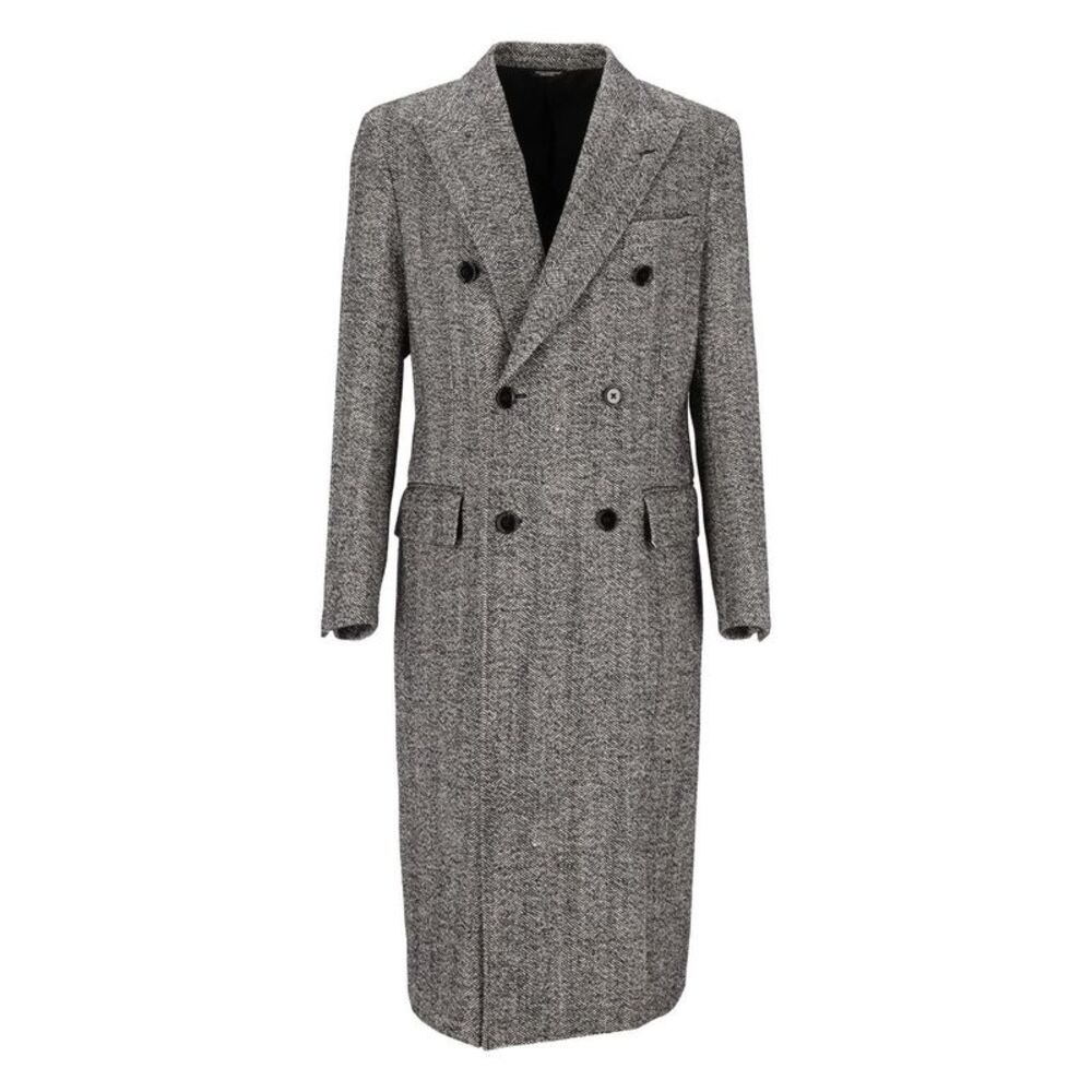 Dolce & Gabbana Men Double-Breasted Herringbone Coat